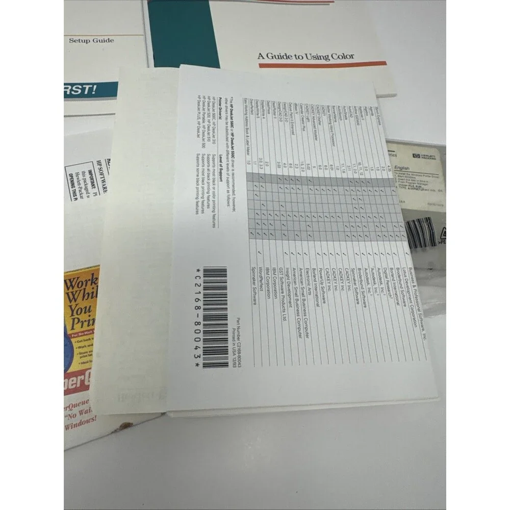 HP DeskJet 560C High-Quality Black & Full-Color Printer User's Guide + Discs Ads